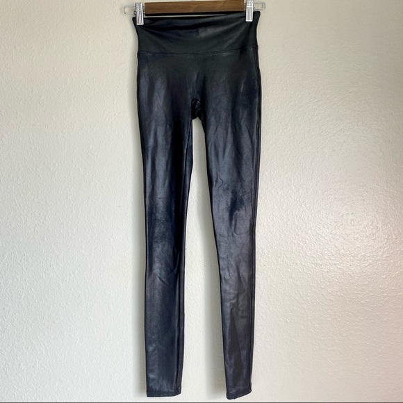 SPANX Faux Leather Black High Rise Leggings - Picture 4 of 7